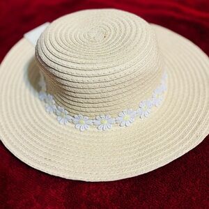 Elegant Cream Sun Hat with Floral Trim